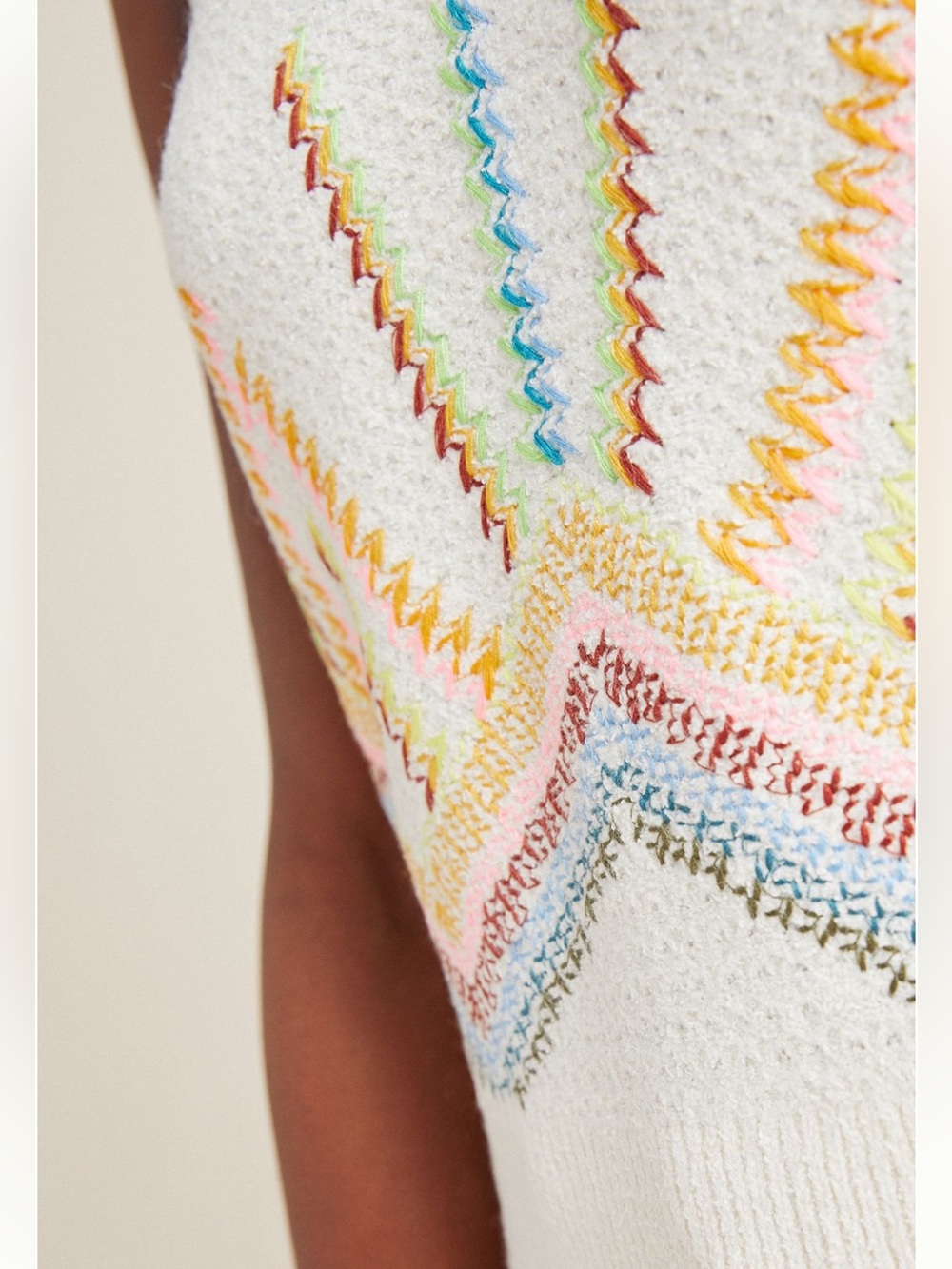 Anthropologie Sunrise Sweater Tank Top - Neutral Cream With Colorful Embroidory - Picture 3 of 10